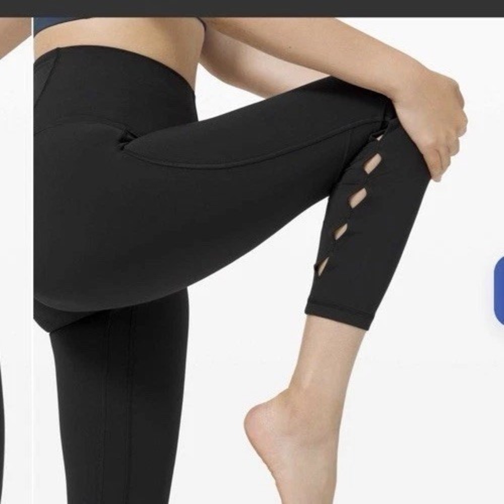 🍋EUC lululemon Unlimit HR Tight 25" Keyhole leggings Black 14 W5CPZS - Picture 3 of 8